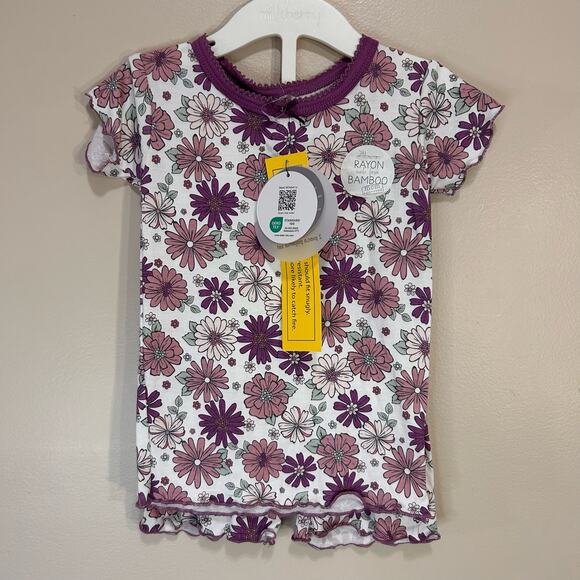 milkberry Other - Milkberry Girls Pajamas 4T Pink Purple Floral Bamboo 2pc Set Lettuce Hem Shorts